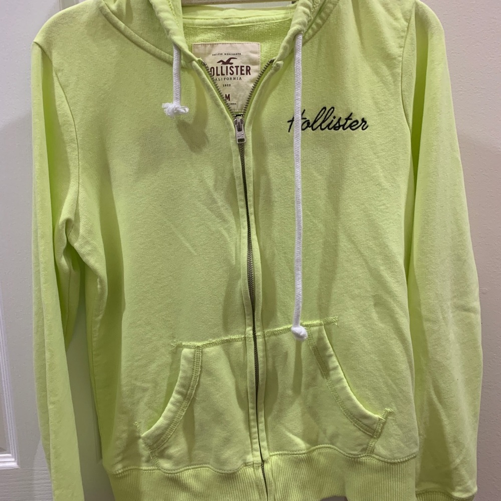 Hollister Neon Green Zip up Hoodie